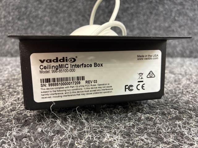 1559986-8 Takmonterad konferensmikrofon Vaddio CeilingMIC Interface Box