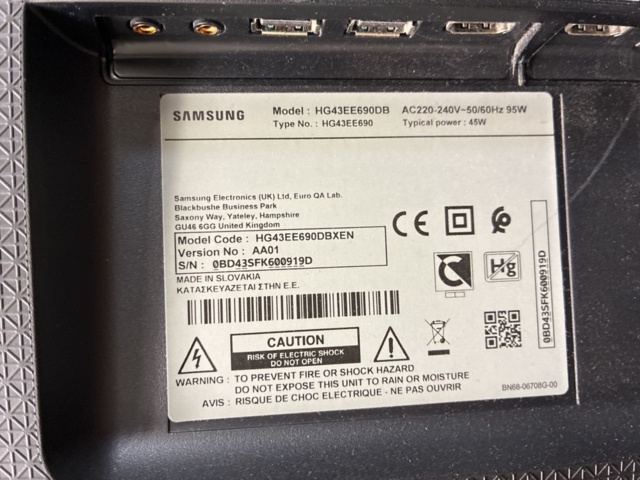 1559993-7 43" Monitor Samsung 43" DIAGONAL CLASS HE690 SERIES LED-BACKLIT LCD TV