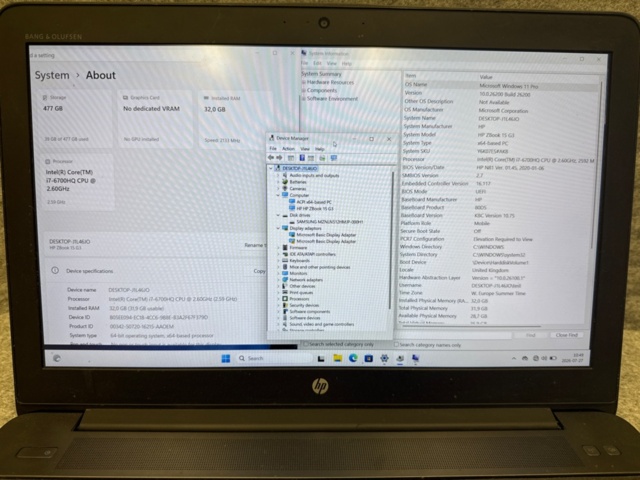 1535645-8 Laptop - HP ZBook 15 G3