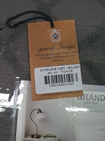 1560188-7 Överkast Grand Design Dunblane Grey - 180x260 cm