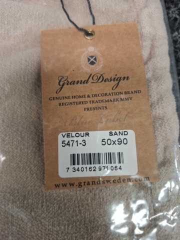 1560236-5 2 st Kuddfodral Grand Design Velour Sand - 50x90 cm