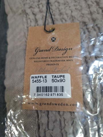 1560302-4 2 st Kuddfodral Grand Design Waffle Taupe - 50x90 cm