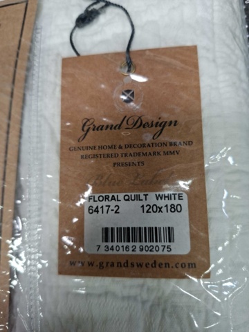 1560380-3 2 st Överkast Grand Design Floral Quilt White - 120x180 cm