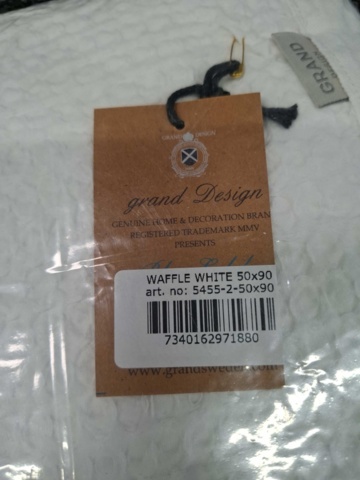 1560392-3 2 st Kuddfodral Grand Design Waffle White - 50x90 cm