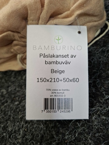 1560088-4 2 st Påslakanset Bamburino Bambu/Bomull beige enkel - 150x210 cm