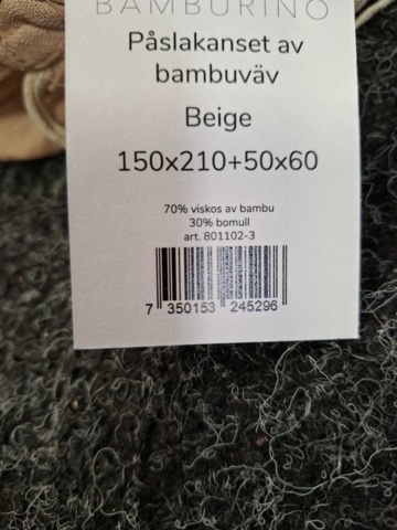 1560088-5 2 st Påslakanset Bamburino Bambu/Bomull beige enkel - 150x210 cm