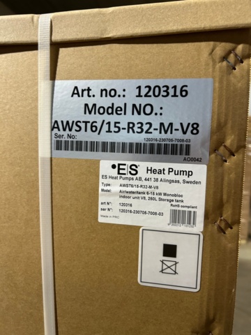 1561210-2 ES Energy Save AWST 15 kW – Complete air/water heating system