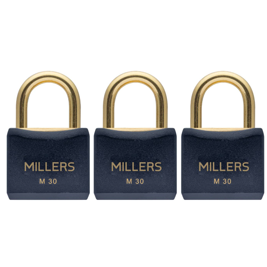 1561379-1 Padlocks, 10 pcs - 3-pack, Marin 30, keyed alike, corrosion resistant