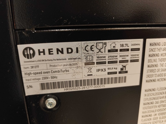 1485490-7 Snabbugn Hendi High-speed oven CombiTurbo