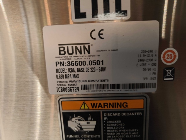 1485492-7 Filterkaffebryggare Bunn ICBA med tillbehör