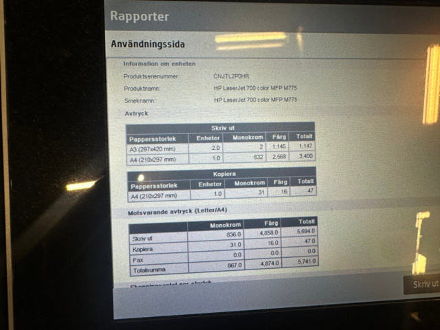 1493021-7 Skrivare HP LaserJet 700 color MFP M775dn med tillbehör