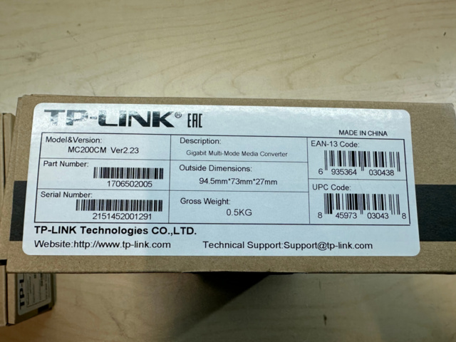 1561815-5 Gigabit Media converter TP-Link MC200CM 2st