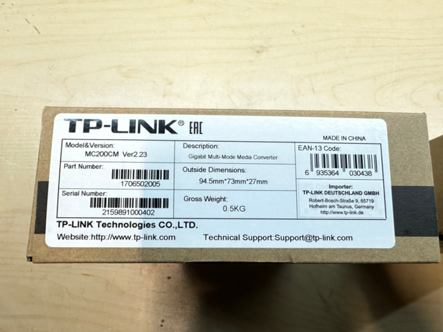 1561815-8 Gigabit Media converter TP-Link MC200CM 2st
