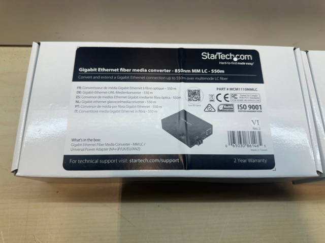 1561820-2 StarTech Gigabit ethernet fiber media converter 850 nm MM LC 2st