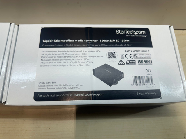 1561820-4 StarTech Gigabit ethernet fiber media converter 850 nm MM LC 2st