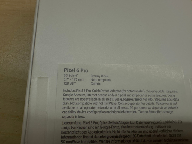 1561823-5 Mobiltelefon Google Pixel 6 PRO (128GB)
