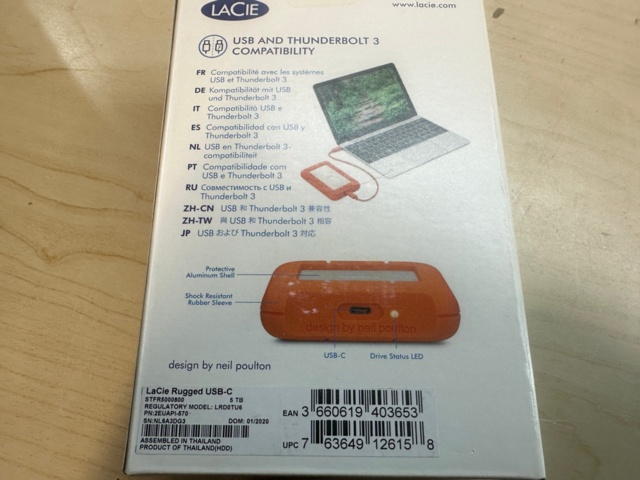 1561827-4 Extern hårddisk LaCie Rugged USB-C 5TB