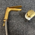 1563063-1 Sink mixer Svedbergs brushed brass & bottom valve