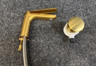 1563063 Sink mixer Svedbergs brushed brass & bottom valve
