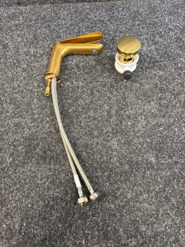 1563063-2 Sink mixer Svedbergs brushed brass & bottom valve