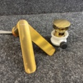 1563063-3 Sink mixer Svedbergs brushed brass & bottom valve