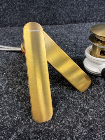1563063-5 Sink mixer Svedbergs brushed brass & bottom valve