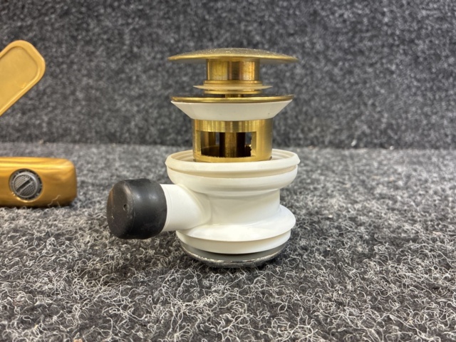 1563063-10 Sink mixer Svedbergs brushed brass & bottom valve