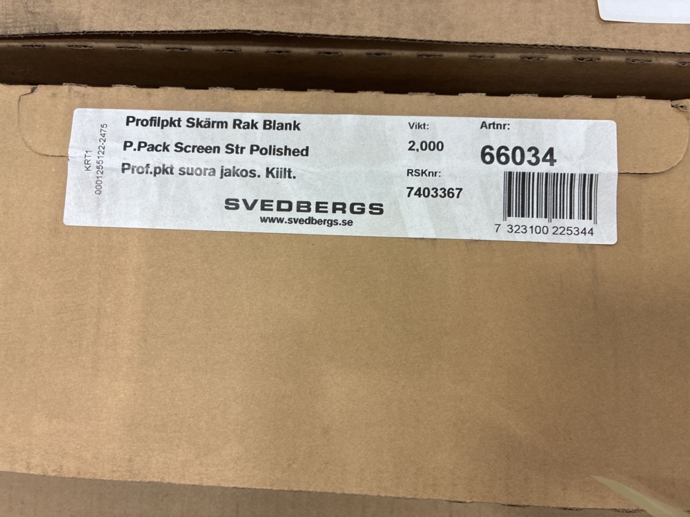 1563083-2 Profilpaket Svedbergs Skärm Rak Blank