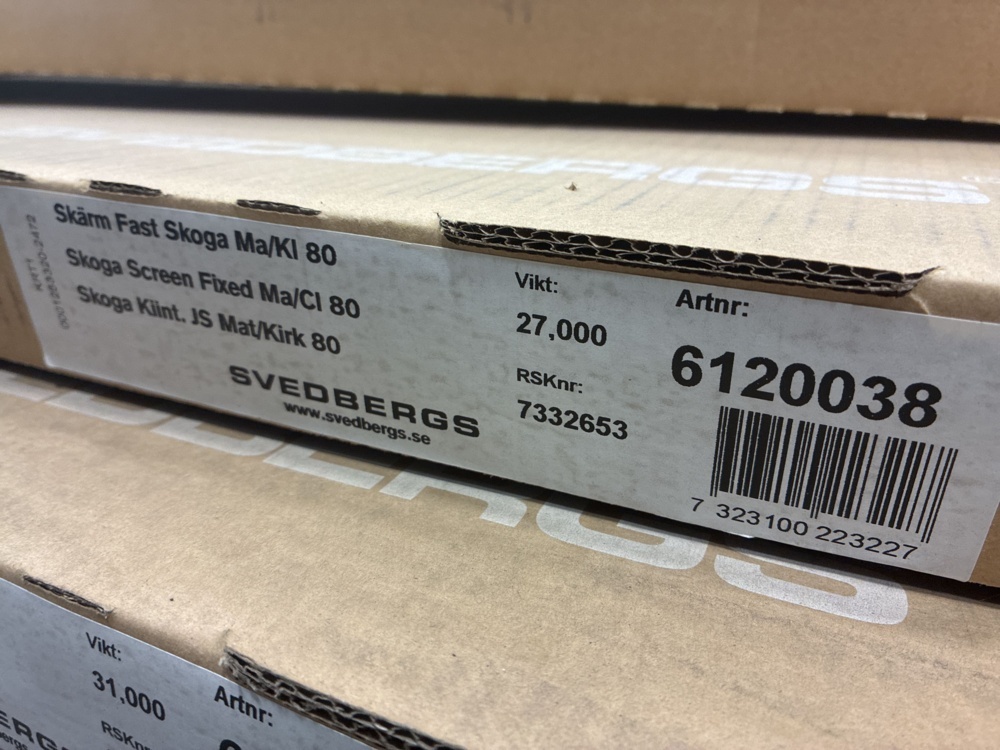 1563084-2 Screen wall Svedbergs Fast Skoga Matt/clear glass 80