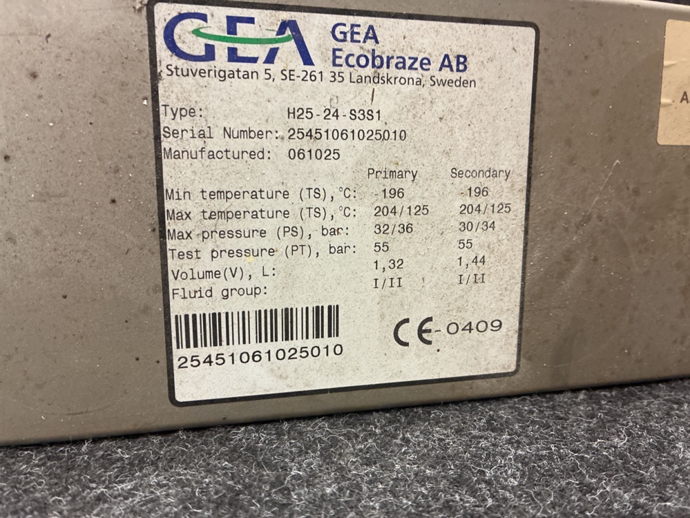 1563252-2 Värmeväxlare GEA Ecobraze H25-24-S3S1