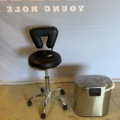 1549049-1 Rollaway stool with backrest and waste container