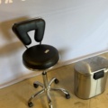 1549049-2 Rollaway stool with backrest and waste container