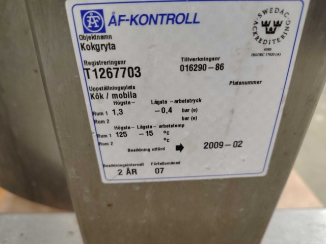 1561146-9 Kokgryta - Jøni Foodline EasyMobil, 100/113 L, 20 kW