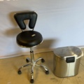 1549049-11 Rollaway stool with backrest and waste container
