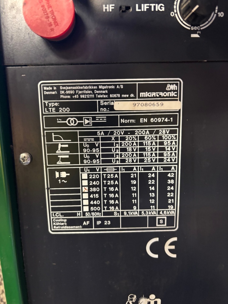 1563292-2 TIG-svets med tillbehör - Migatronic LTE 200