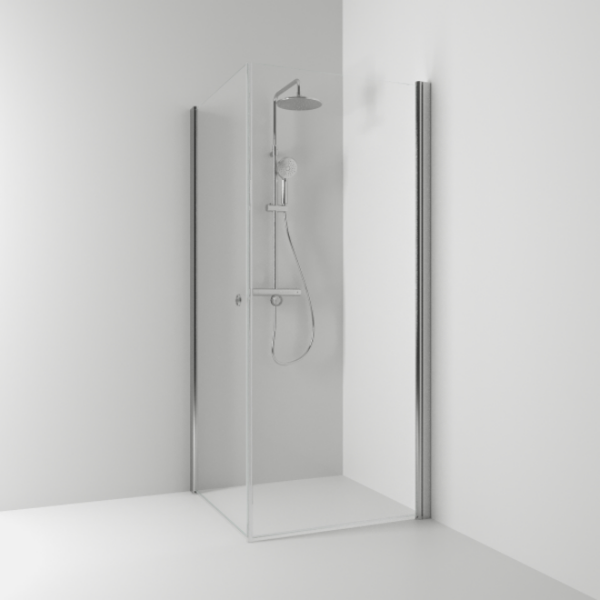 1563081-1 Hörndusch Svedbergs Rak Skoga Blank/klarglas 65x65