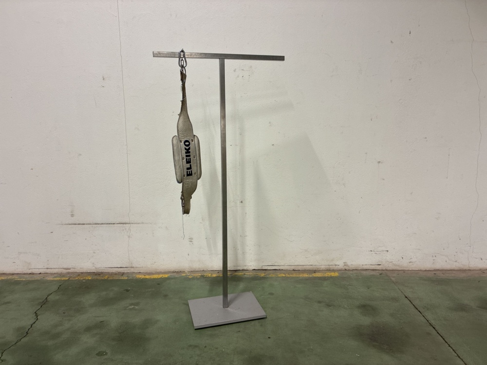 1567633-1 Metal stand with plate and Eleiko lifting belt