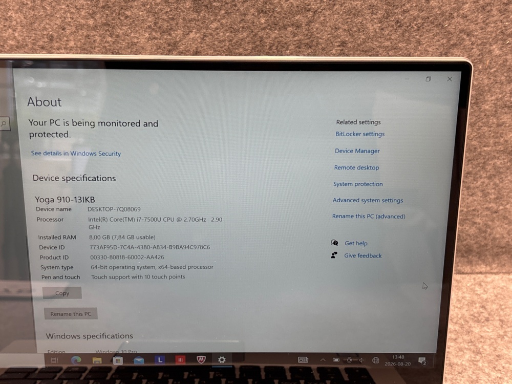 1529478-2 Laptop - Lenovo Yoga 910-13IKB