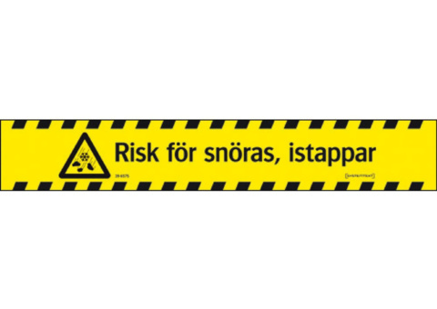 Warning tape, 5 pcs - System text, risk of snow drifts and icicles, 75 mm x 50 m