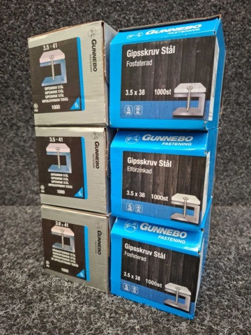 1567209-2 6000 st Gipsskriv stål 3.5x41 & 3.5x38mm, Gunnebo
