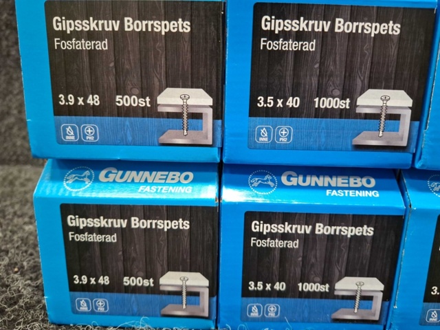 1567215-2 7 st Förpackningar Gipsskruv Borrspets, Gunnebo