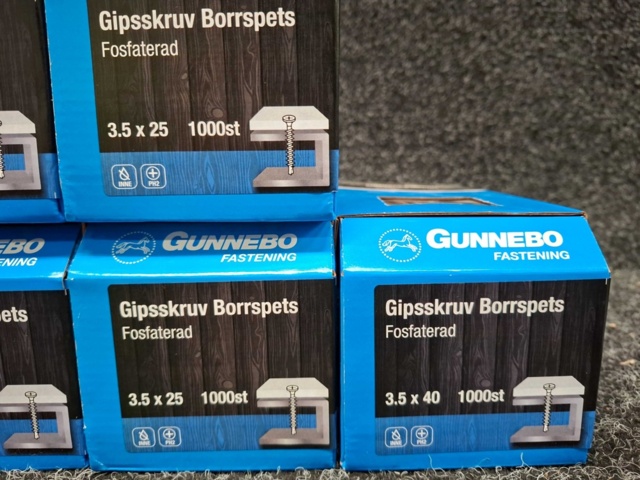 1567215-3 7 st Förpackningar Gipsskruv Borrspets, Gunnebo