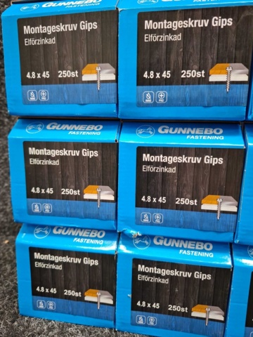 1569630-2 12 st Förpackningar Montageskruv Gips, Gunnebo