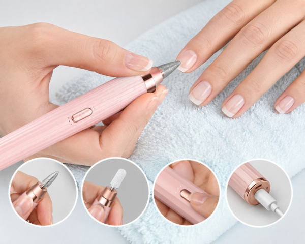 1536983-3 Elektrisk Nagelfil, 5- Pack Nagelfil med 5 sliphuvuden