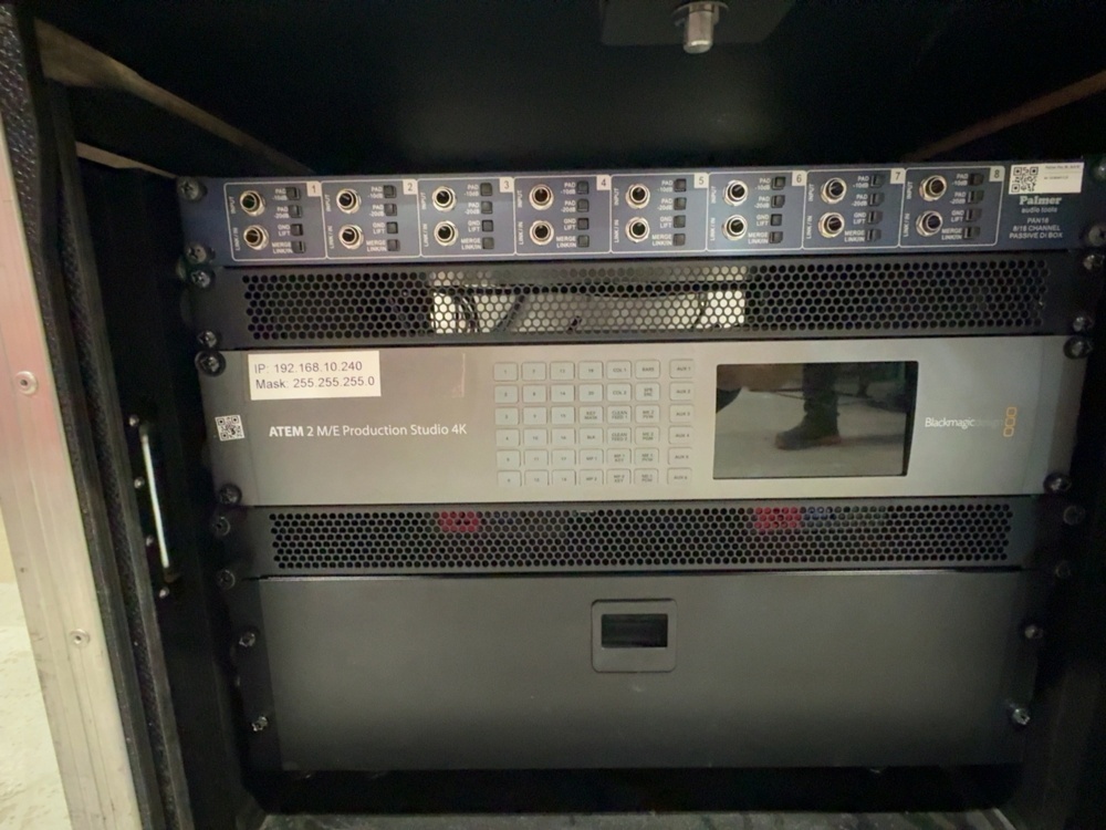1535971-2 Small streaming rack including Blackmagic ATEM 2 M/E Production Studio 4K.