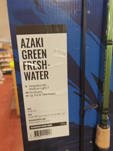 1485582-2 Fiskeset spö med rulle - Okuma Azaki Green Freshwater