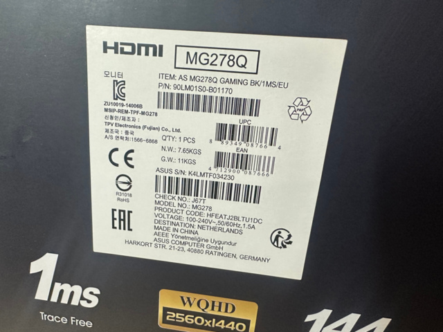 1561841-4 Datorskärm 27" ASUS MG278Q