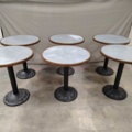 1569729-1 Cafébord, 6 st - rund bordsskiva, pelarfot, dekorativ gjutjärnsfot