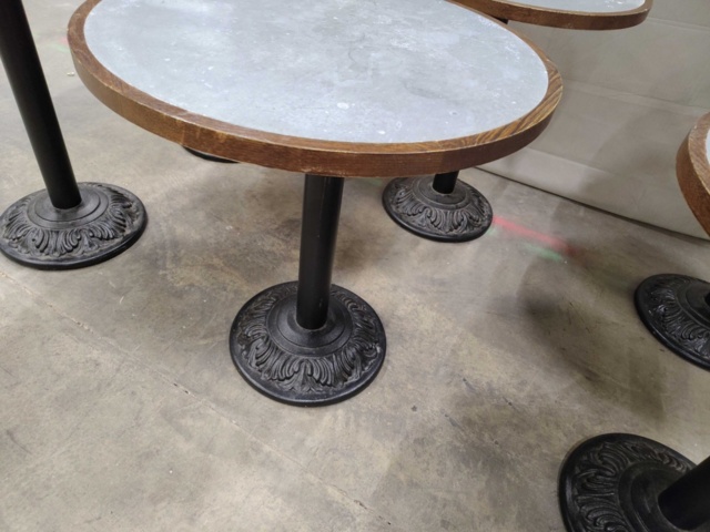 1569729-2 Cafébord, 6 st - rund bordsskiva, pelarfot, dekorativ gjutjärnsfot