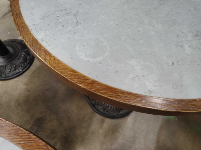 1569729-5 Cafébord, 6 st - rund bordsskiva, pelarfot, dekorativ gjutjärnsfot